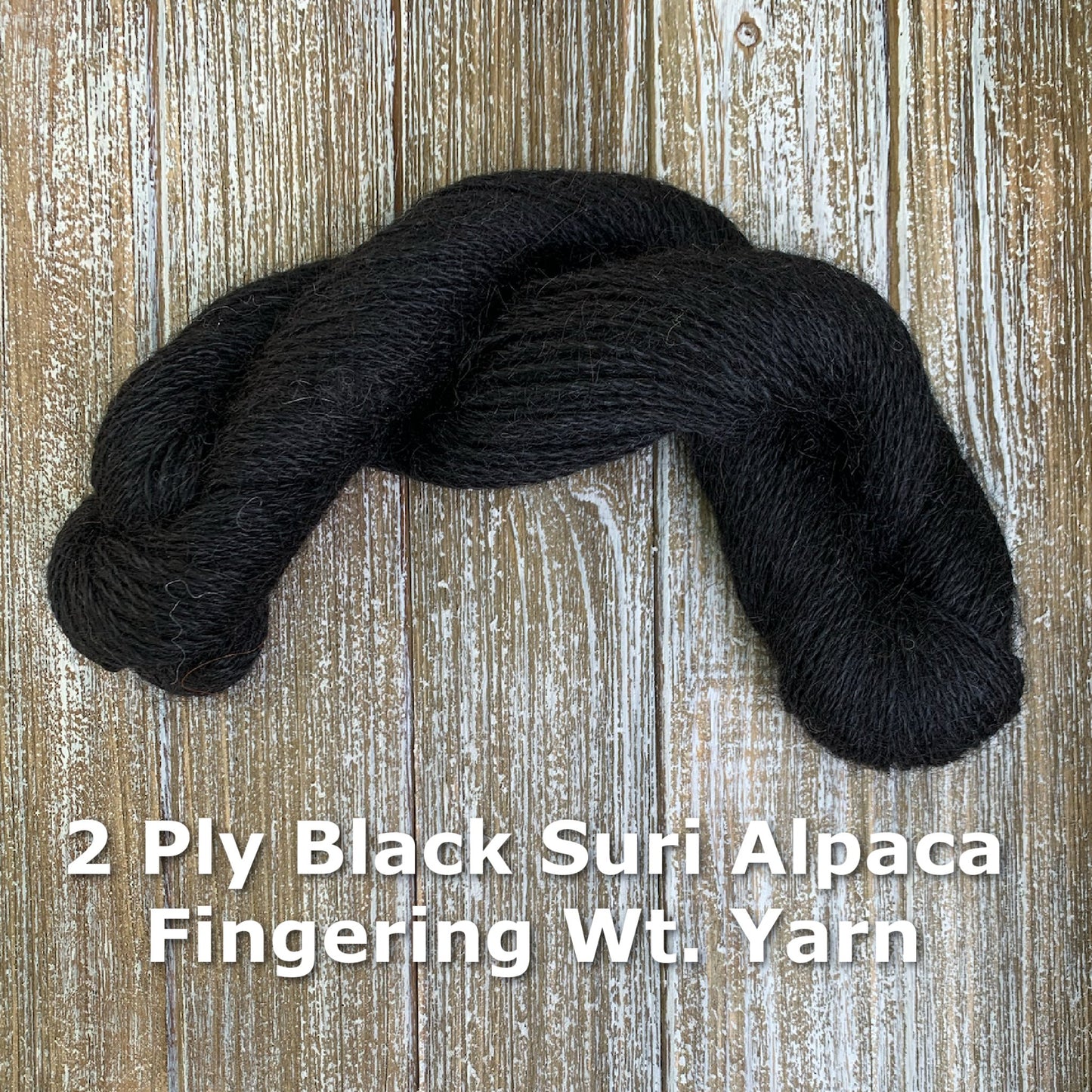 2 Ply Suri Alpaca Fingering Weight True Black Yarn - Laurel Highlands Alpacas | AlpacaMom.com