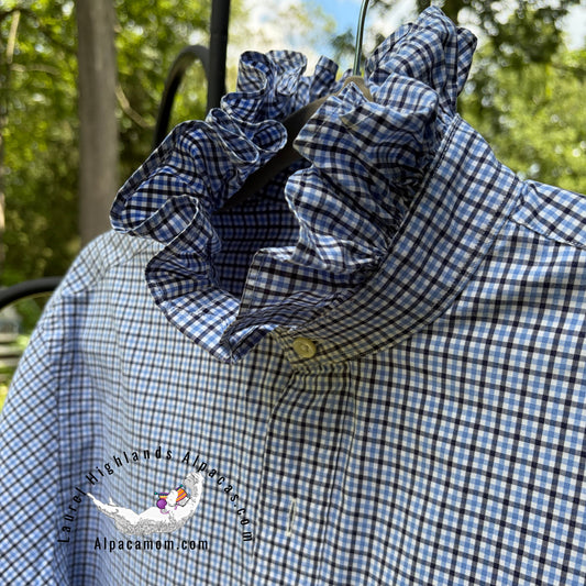 Alex's Ralph Lauren Upcycled Ruffled Collar Shirt - Laurel Highlands Alpacas | AlpacaMom.com