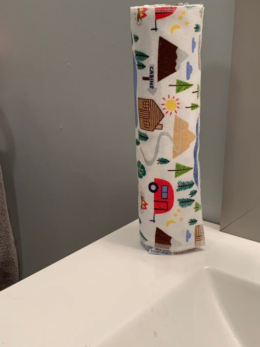 Camping Themed "Un - Paper" Cotton Flannel Towels - Laurel Highlands Alpacas | AlpacaMom.com