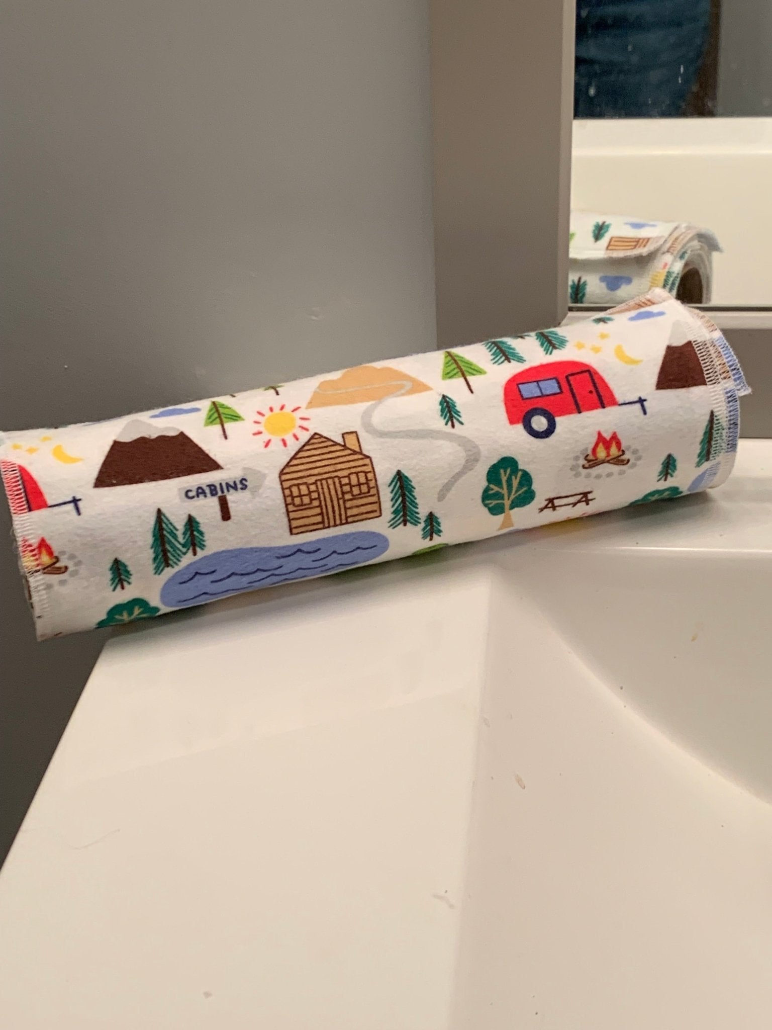 Camping Themed "Un - Paper" Cotton Flannel Towels - Laurel Highlands Alpacas | AlpacaMom.com