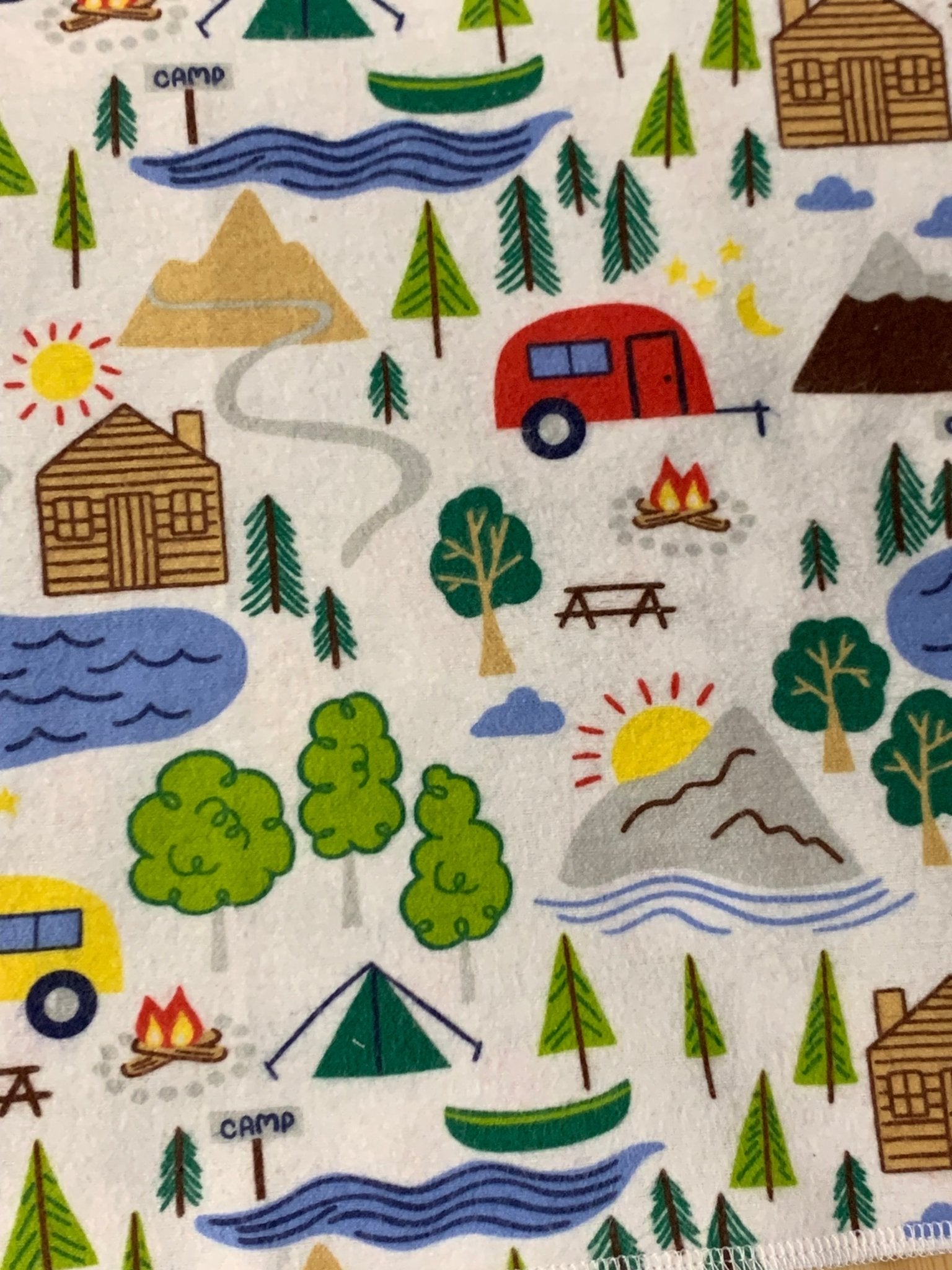 Camping Themed "Un - Paper" Cotton Flannel Towels - Laurel Highlands Alpacas | AlpacaMom.com