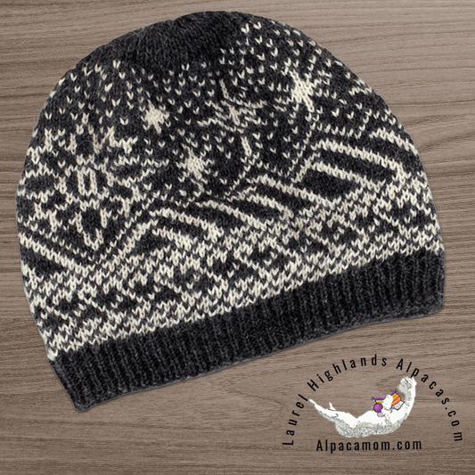Grey and White Alpaca Slouch Beanie - Laurel Highlands Alpacas | AlpacaMom.com