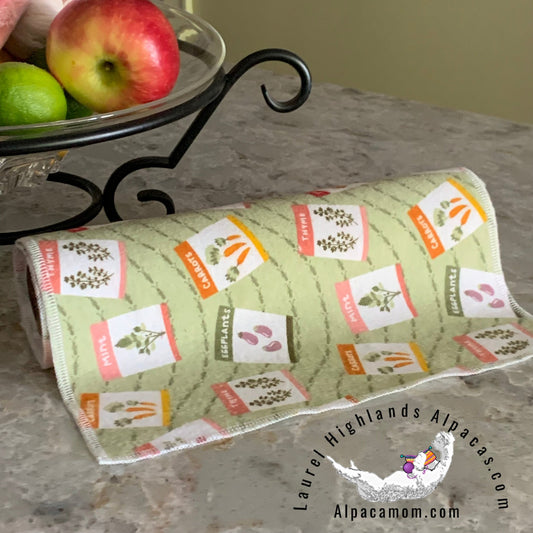 Hammy's "Un - Paper" Cotton Flannel Towels - Garden Harvest - Laurel Highlands Alpacas | AlpacaMom.com