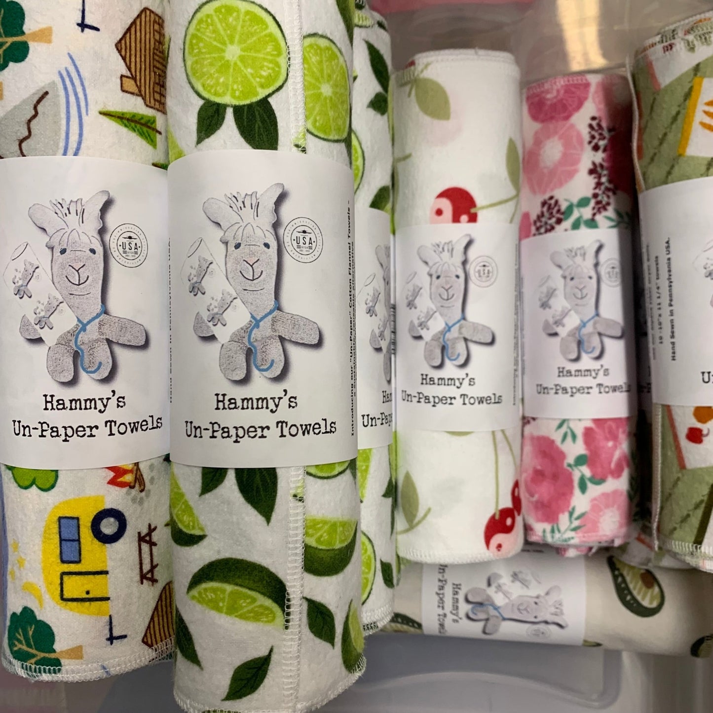 Hammy's "Un - Paper" Cotton Flannel Towels in Hello Sunshine! - Laurel Highlands Alpacas | AlpacaMom.com
