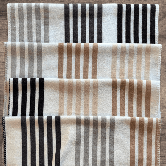 Hammy's "Un - Paper" Cotton Flannel Towels - Modern Neutral Stripes - Laurel Highlands Alpacas | AlpacaMom.com