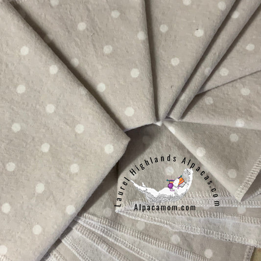 Hammy's "Un - Paper" Cotton Flannel Towels - White Polka Dots on Grey - Laurel Highlands Alpacas | AlpacaMom.com