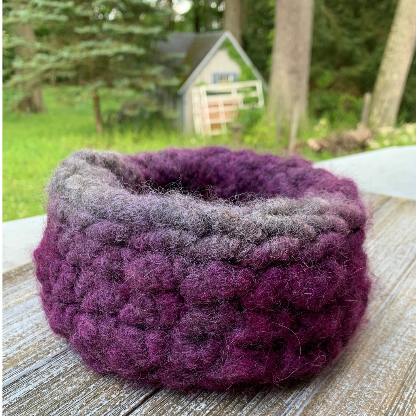 Hand Crafted Alpaca Yarn Decorative Bowl Aubergine - Laurel Highlands Alpacas | AlpacaMom.com