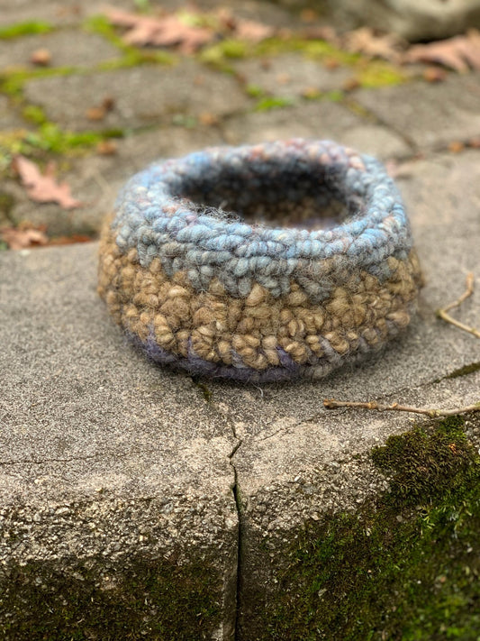 Hand Crafted Alpaca Yarn Decorative Bowl Colors of the Sea - Laurel Highlands Alpacas | AlpacaMom.com