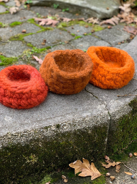 Hand Crafted Alpaca Yarn Decorative Bowl Shades of Rust Color - Laurel Highlands Alpacas | AlpacaMom.com