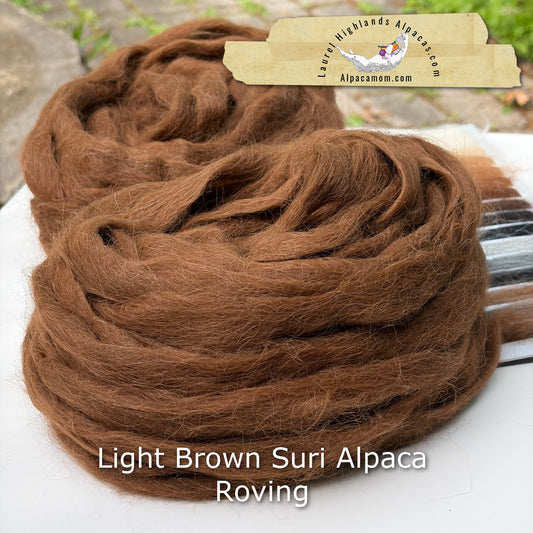 Light Brown Suri Alpaca Roving - Laurel Highlands Alpacas | AlpacaMom.com