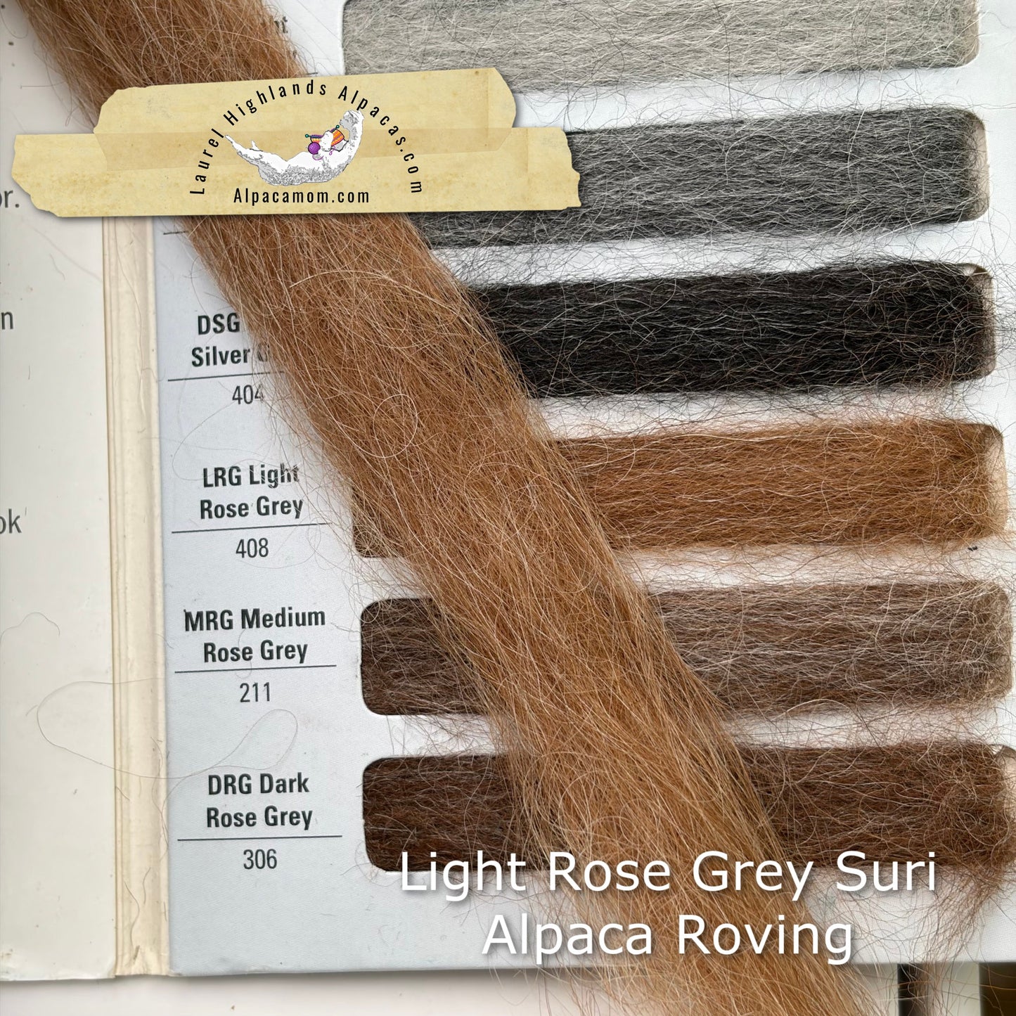 Light Rose Grey Suri Alpaca Roving - Laurel Highlands Alpacas | AlpacaMom.com
