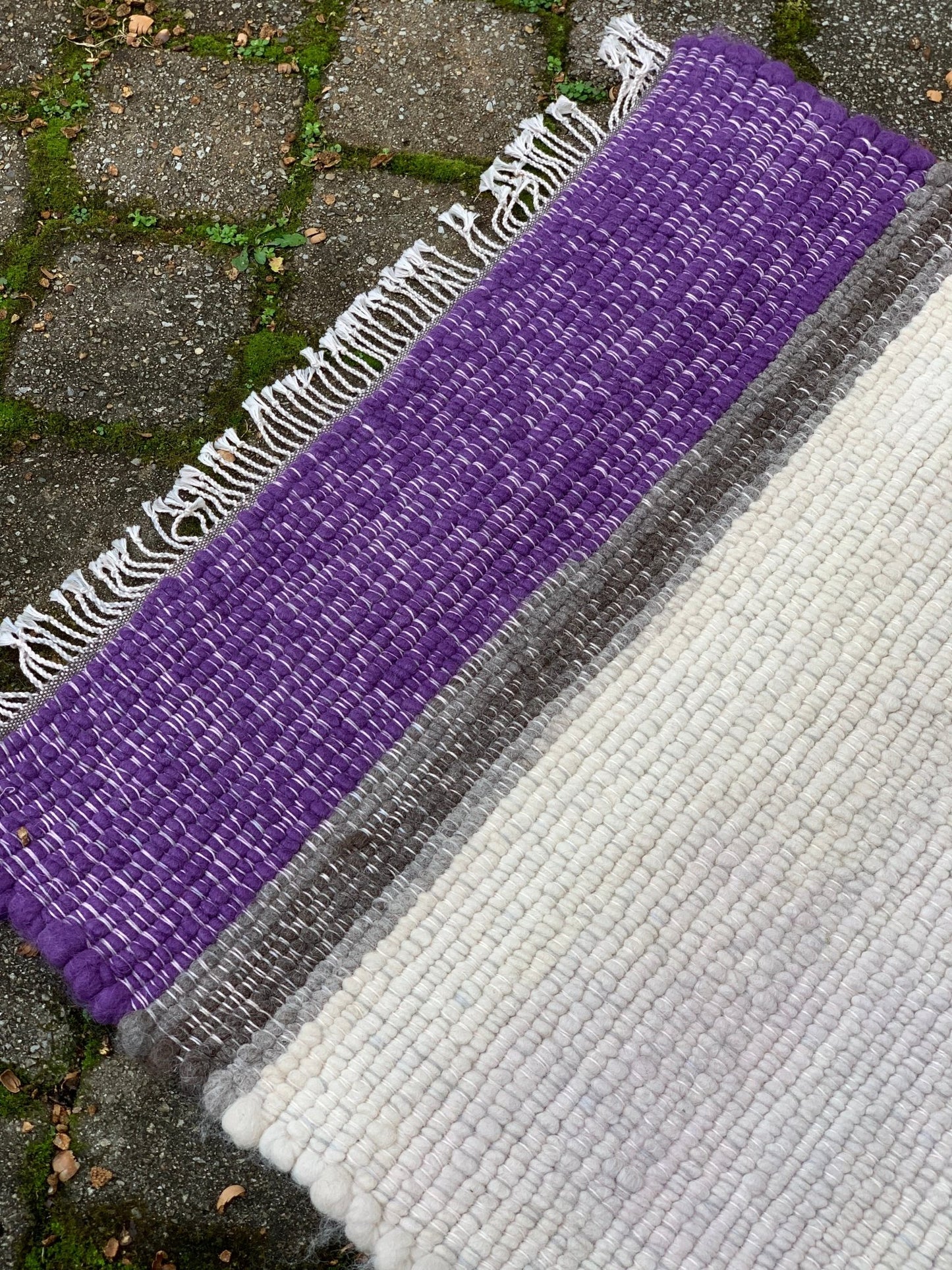 Luxurious Alpaca Rug in Purple, Vanilla, Oatmeal, Soft Grey and Black - Laurel Highlands Alpacas | AlpacaMom.com