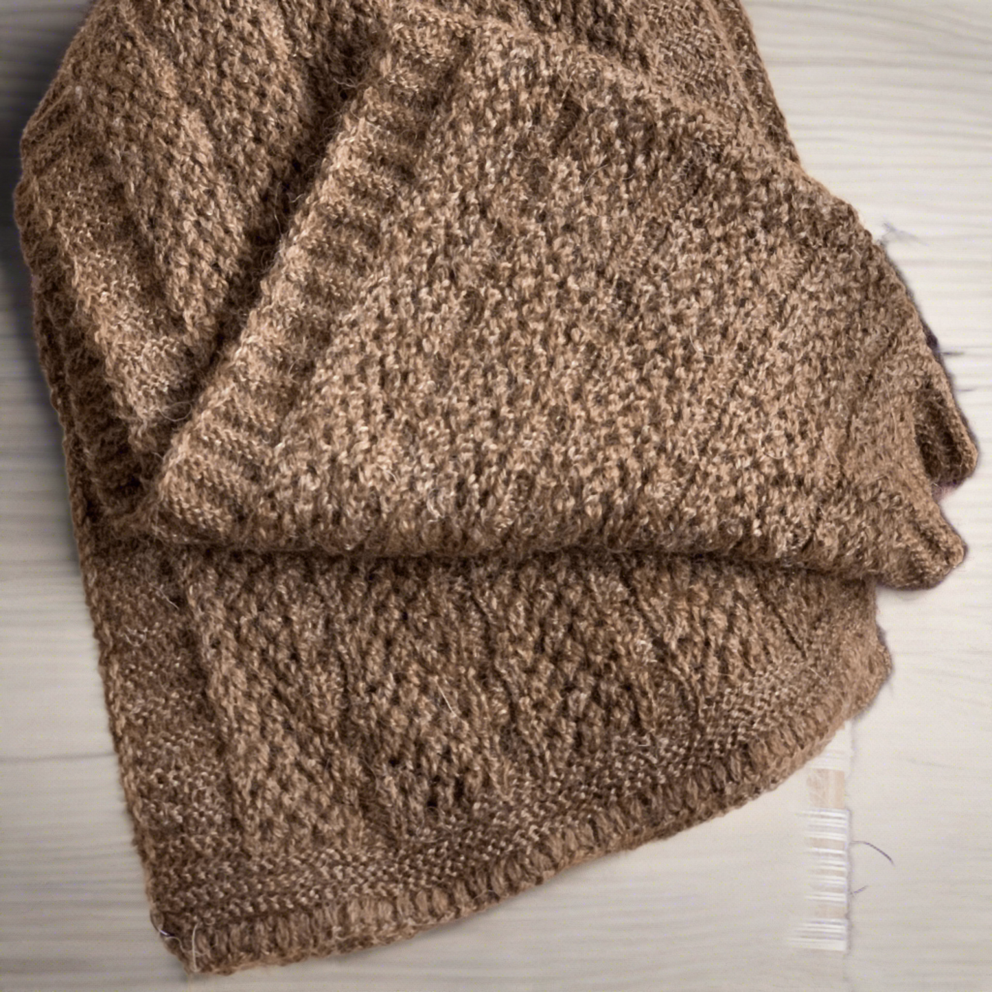 Cable & Lace Scarf in Natural Brown - Laurel Highlands Alpacas | AlpacaMom.com