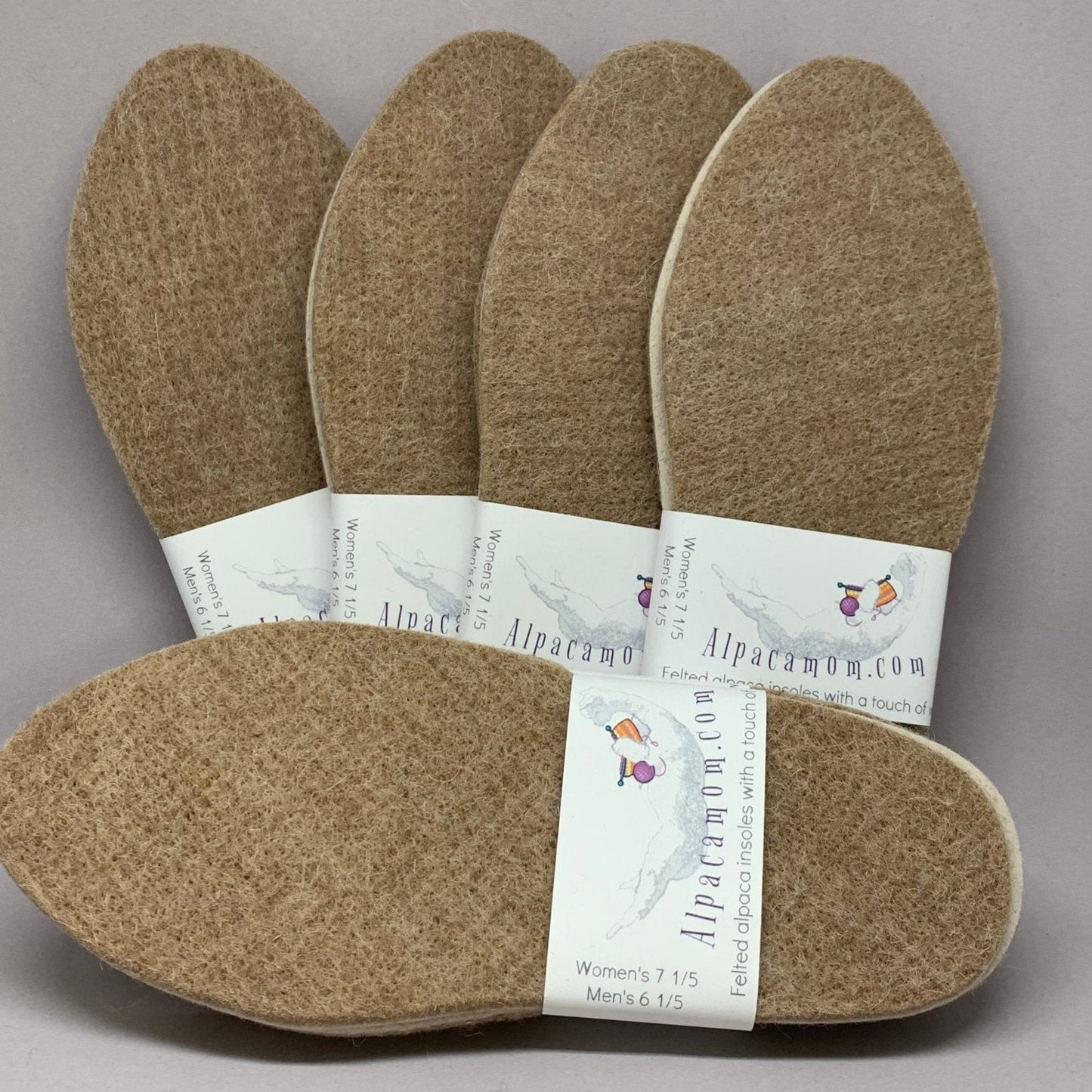 Felted Alpaca Shoe Insoles For Men or Women - Laurel Highlands Alpacas | AlpacaMom.com