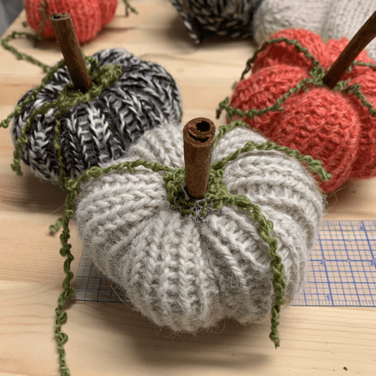 White Decorative Knitted Alpaca Pumpkin - Laurel Highlands Alpacas | AlpacaMom.com