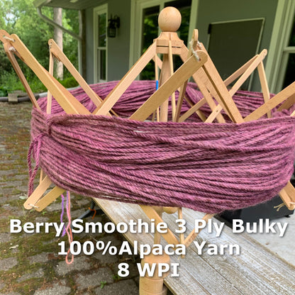 3 Ply Alpaca Bulky Weight Yarn Berry Smoothie - Laurel Highlands Alpacas | AlpacaMom.com