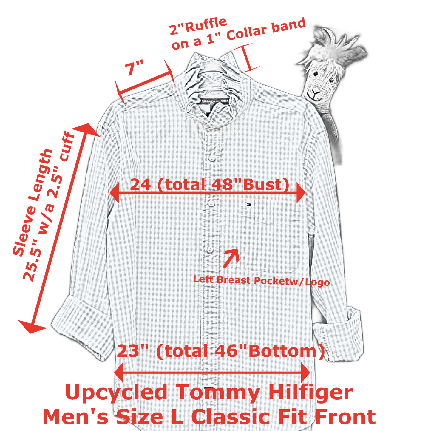 Angelica Up-Cycled Ruffled Collar Shirt