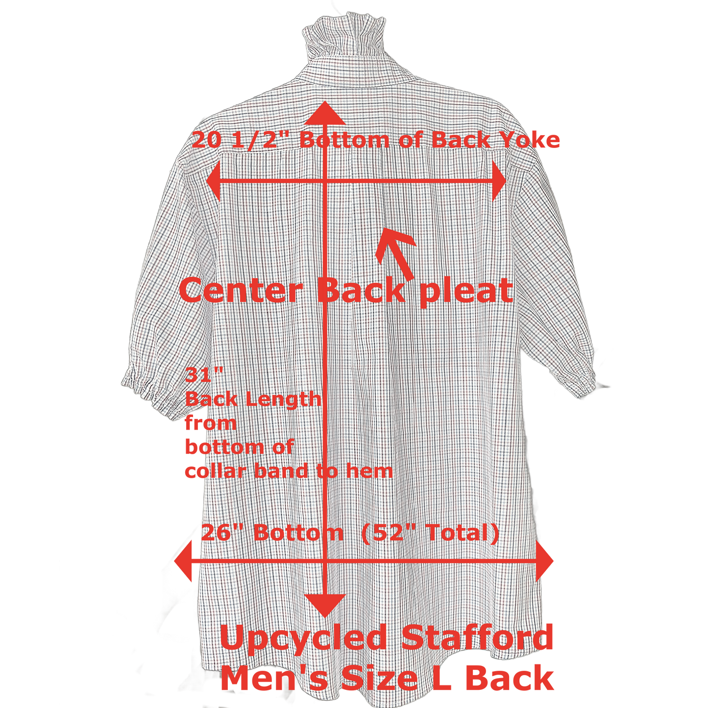 Joanna Up-Cycled Red White and Blue Ruffled Collar Shirt