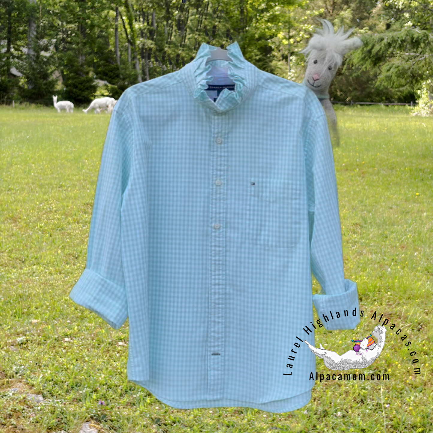Angelica Up-Cycled Ruffled Collar Shirt