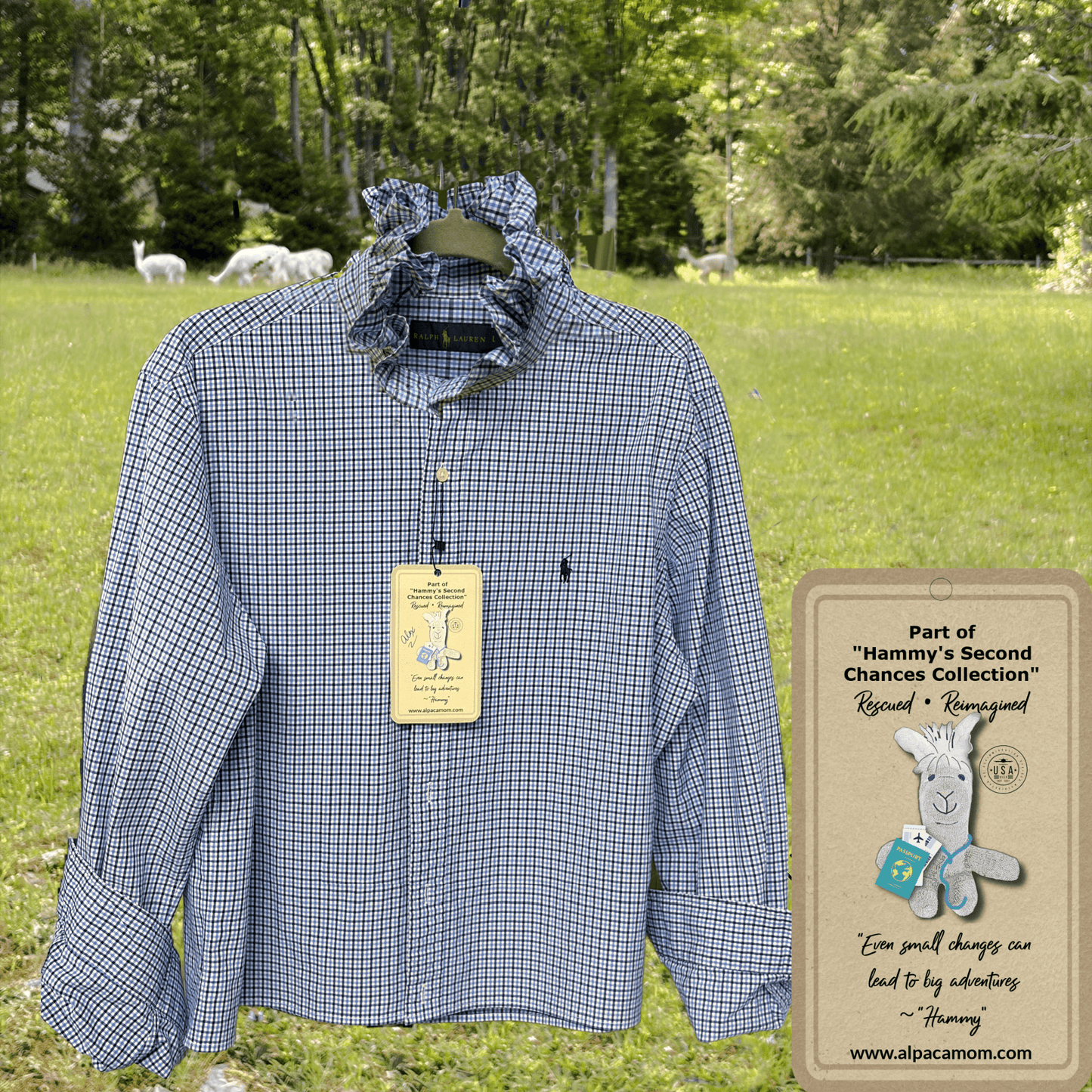 Alex's Ralph Lauren Upcycled Ruffled Collar Shirt - Laurel Highlands Alpacas | AlpacaMom.com