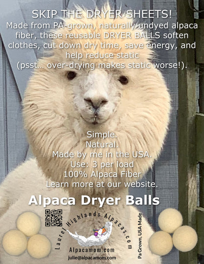 Alpaca Dryer Balls - Laurel Highlands Alpacas | AlpacaMom.com
