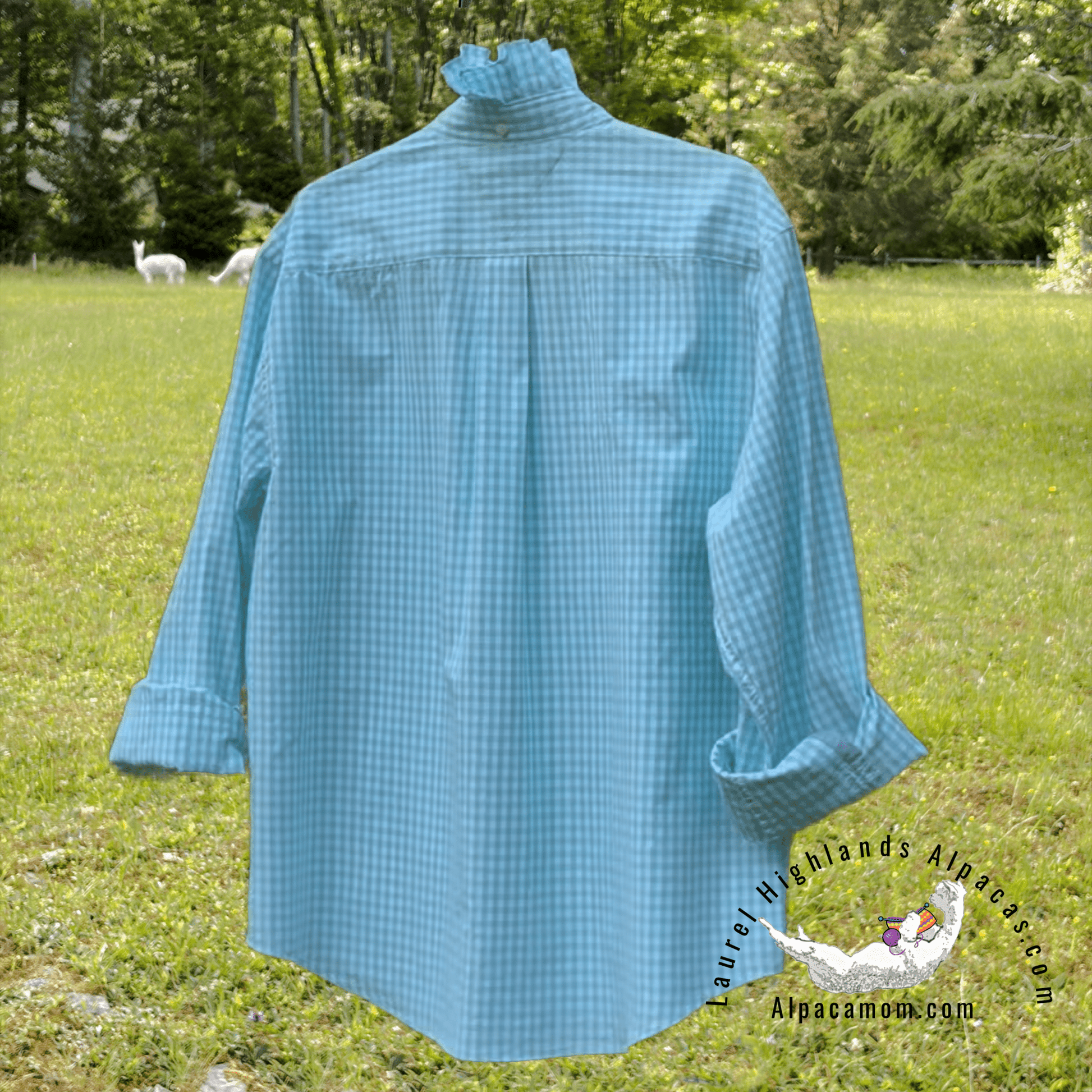 Angelica Up-Cycled Ruffled Collar Shirt - Laurel Highlands Alpacas | AlpacaMom.com