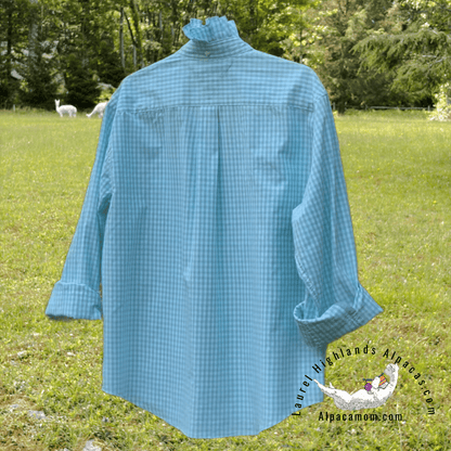 Angelica Up-Cycled Ruffled Collar Shirt - Laurel Highlands Alpacas | AlpacaMom.com
