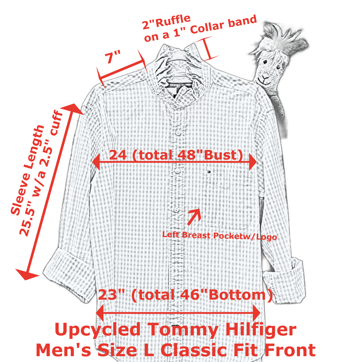 Angelica Up-Cycled Ruffled Collar Shirt - Laurel Highlands Alpacas | AlpacaMom.com