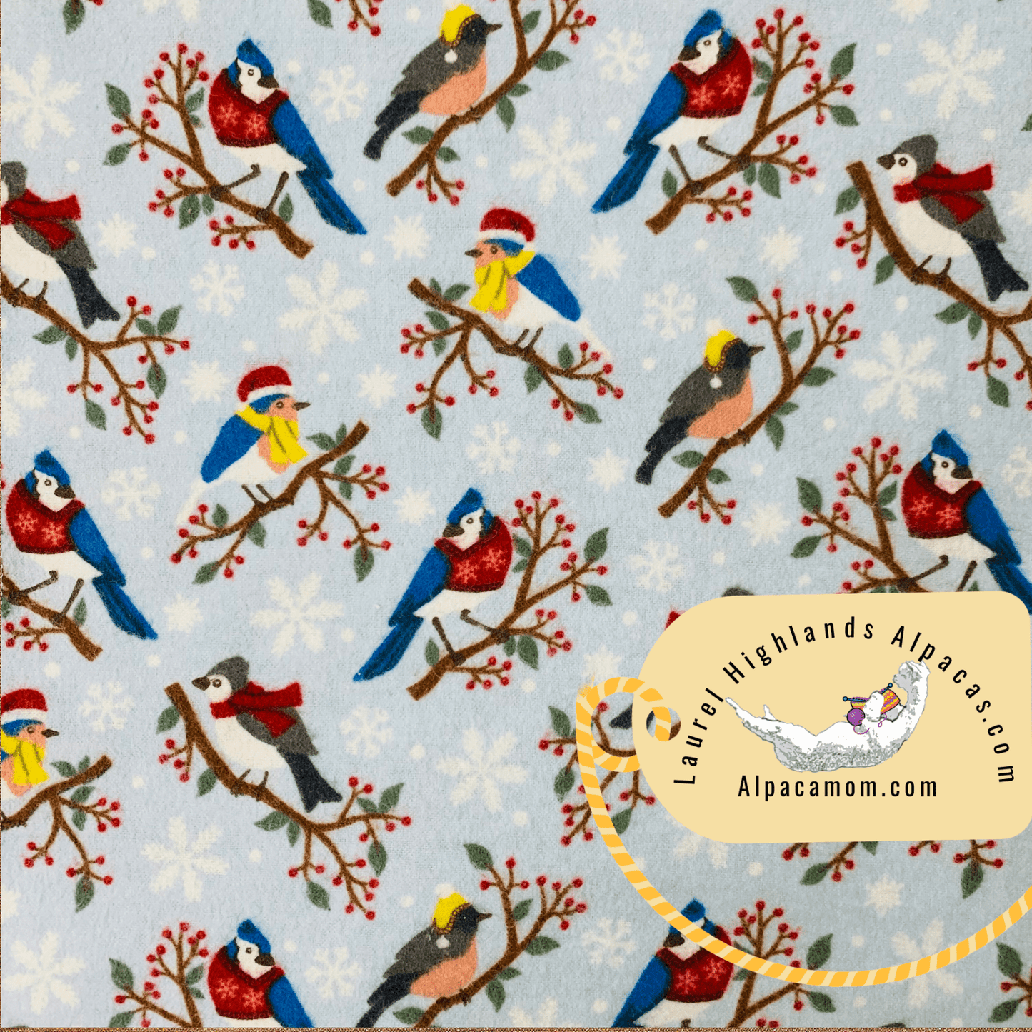 Birds on Holly Branch & Snowflakes Un - Paper Towels - Laurel Highlands Alpacas | AlpacaMom.com