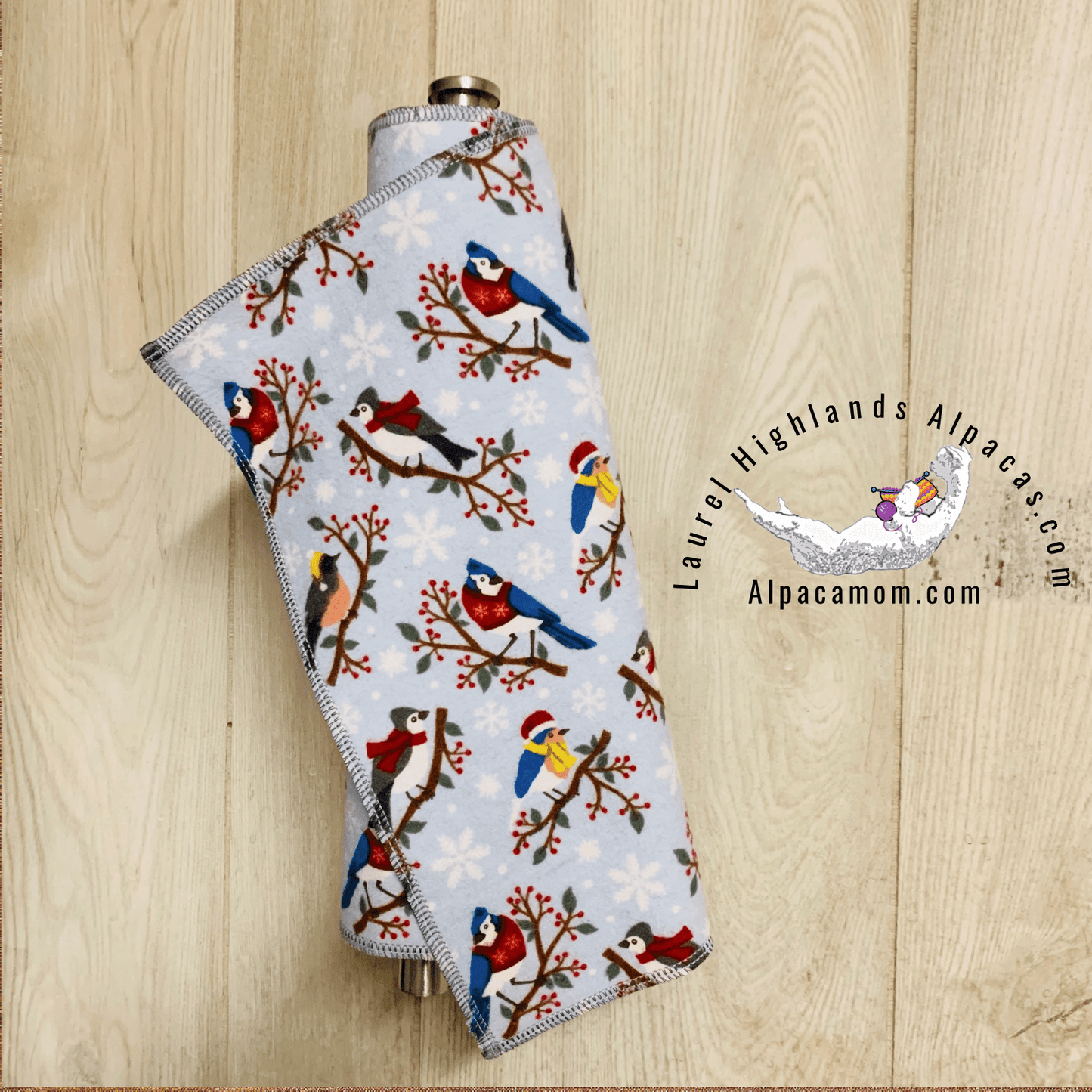 Birds on Holly Branch & Snowflakes Un - Paper Towels - Laurel Highlands Alpacas | AlpacaMom.com