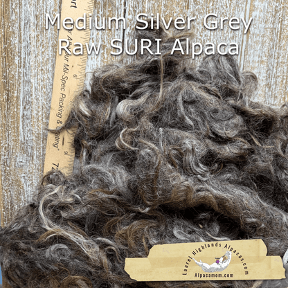 Clean Medium Grey SURI Alpaca Fiber 23 - Laurel Highlands Alpacas | AlpacaMom.com