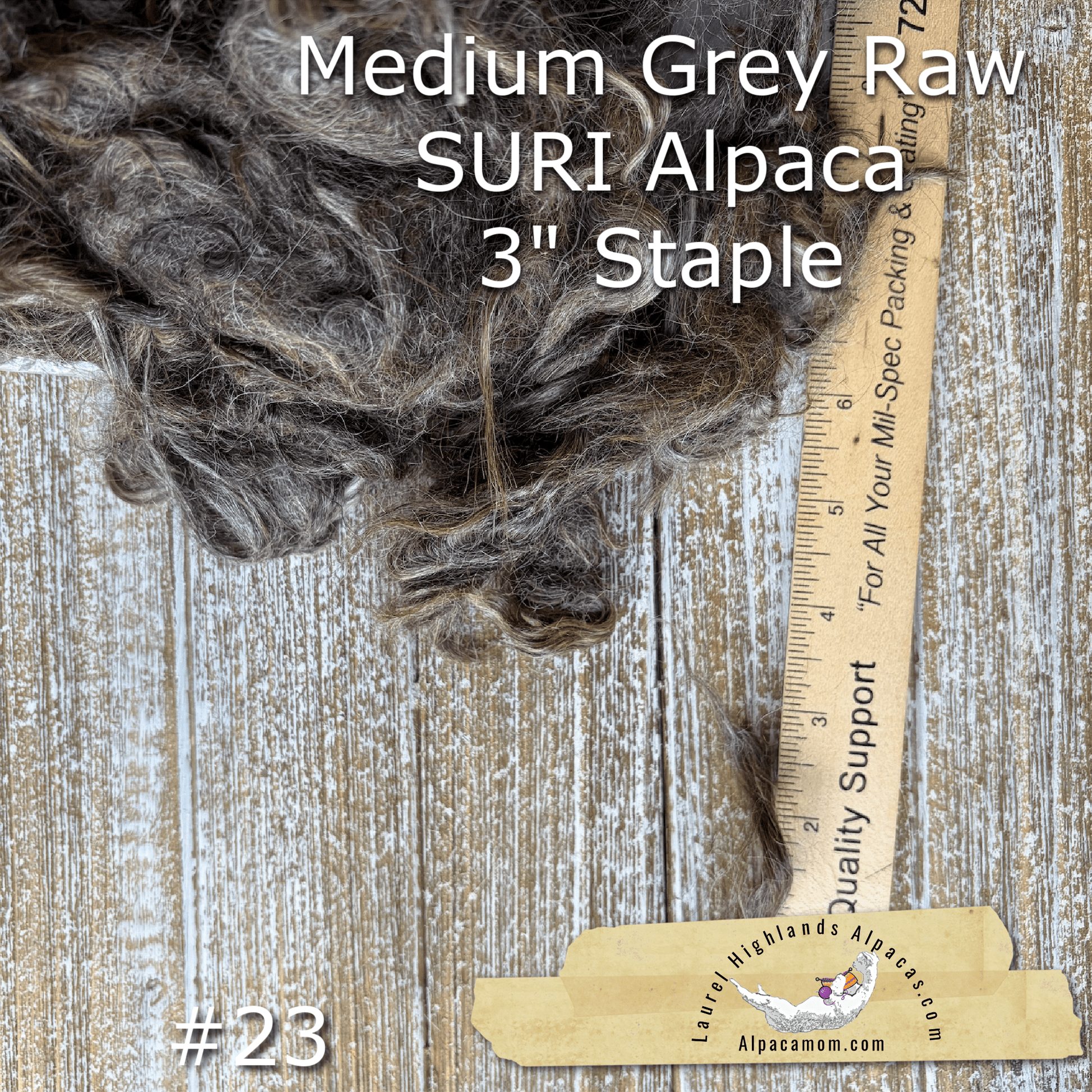 Clean Medium Grey SURI Alpaca Fiber 23 - Laurel Highlands Alpacas | AlpacaMom.com