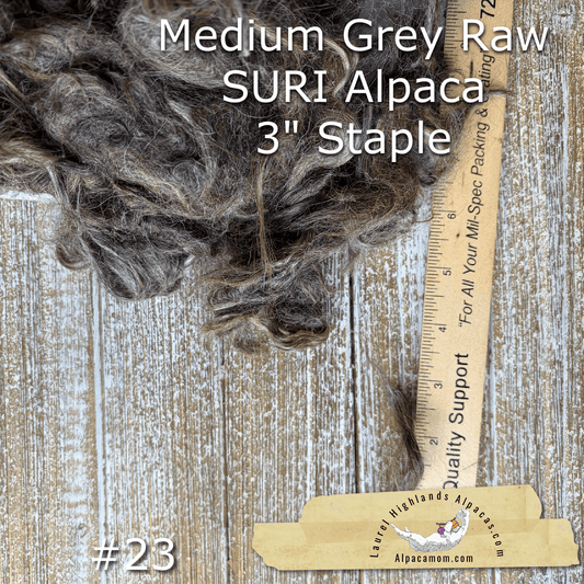 Clean Medium Grey SURI Alpaca Fiber 23 - Laurel Highlands Alpacas | AlpacaMom.com