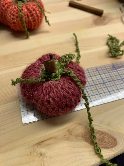 Cozy Autumn Knit Alpaca Pumpkin in Dark Pink - Laurel Highlands Alpacas | AlpacaMom.com