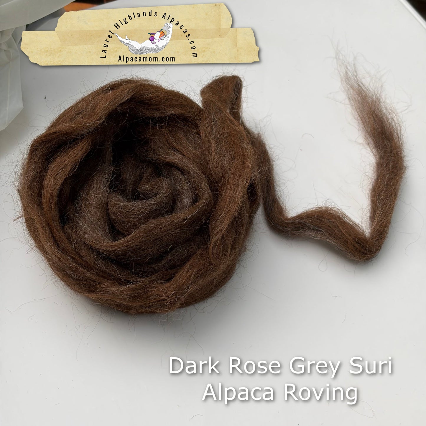 Dark Rose Grey Suri Alpaca Roving - Laurel Highlands Alpacas | AlpacaMom.com