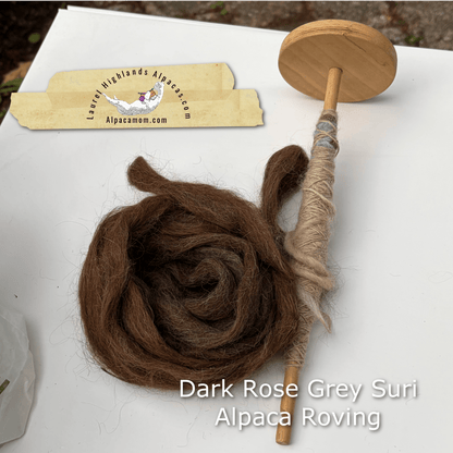 Dark Rose Grey Suri Alpaca Roving - Laurel Highlands Alpacas | AlpacaMom.com