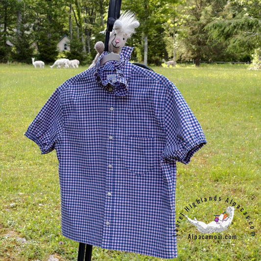 Eliza-Upcycled Ruffled Collar Shirt - Laurel Highlands Alpacas | AlpacaMom.com