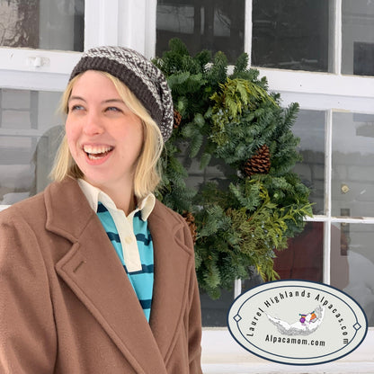 Grey and White Alpaca Slouch Beanie - Laurel Highlands Alpacas | AlpacaMom.com