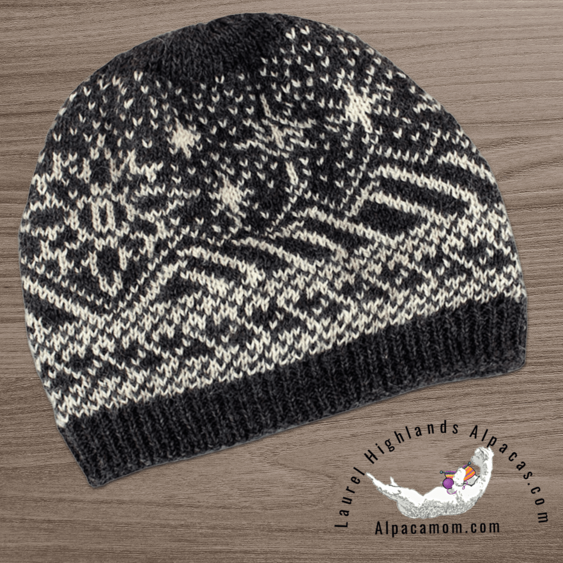 Grey and White Alpaca Slouch Beanie - Laurel Highlands Alpacas | AlpacaMom.com
