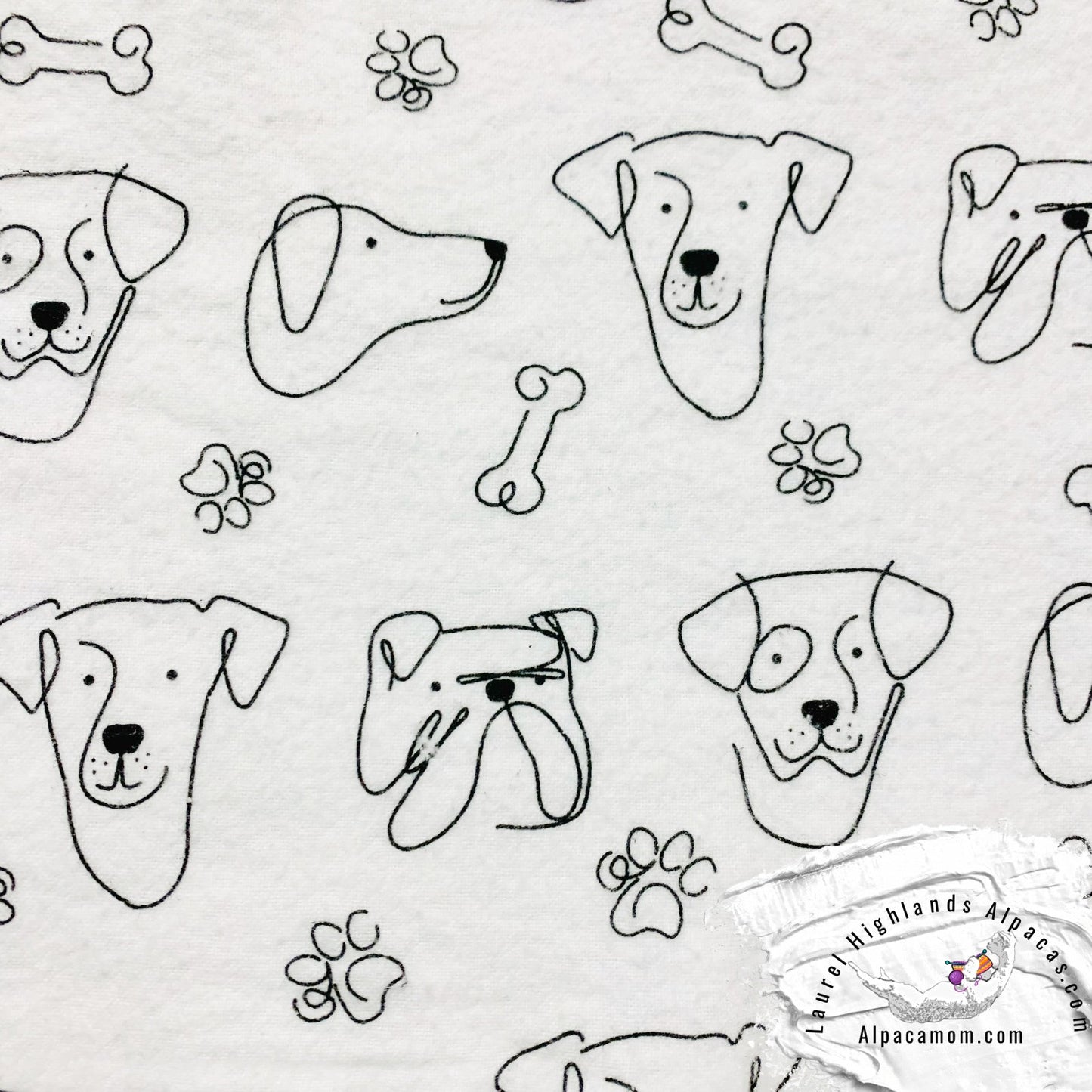 Hammy's "Un - Paper" Cotton Flannel Towels - Dogs on White Background - Laurel Highlands Alpacas | AlpacaMom.com