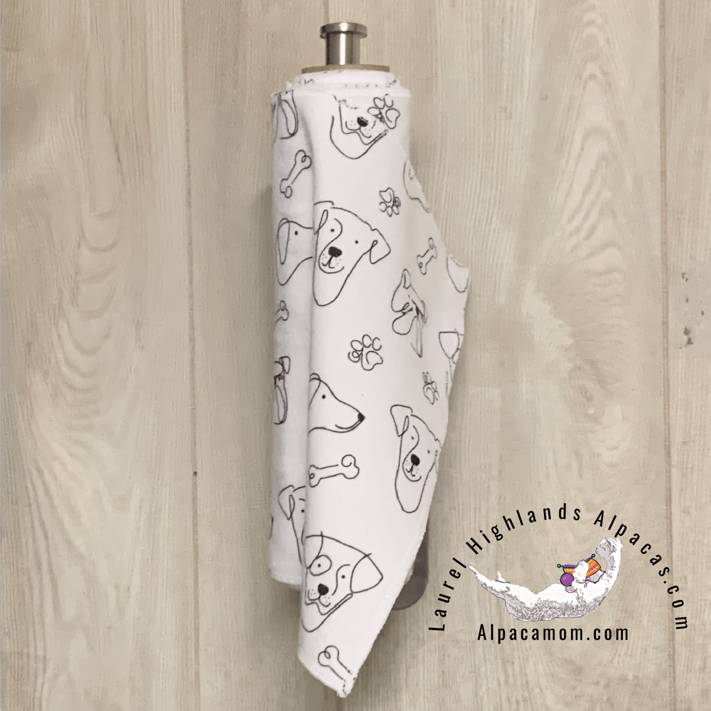 Hammy's "Un - Paper" Cotton Flannel Towels - Dogs on White Background - Laurel Highlands Alpacas | AlpacaMom.com