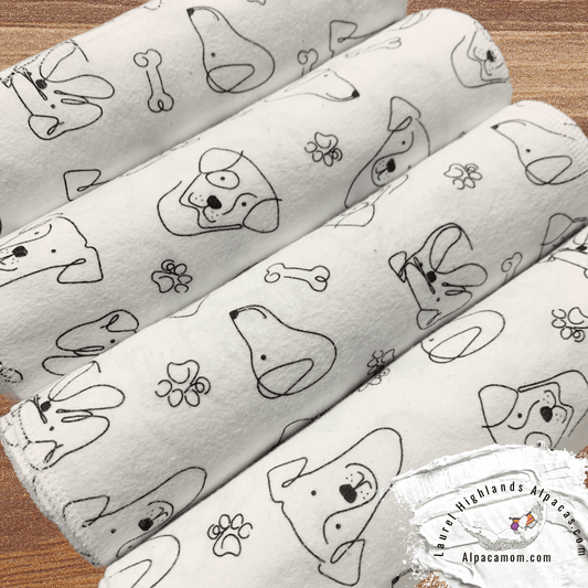 Hammy's "Un - Paper" Cotton Flannel Towels - Dogs on White Background - Laurel Highlands Alpacas | AlpacaMom.com
