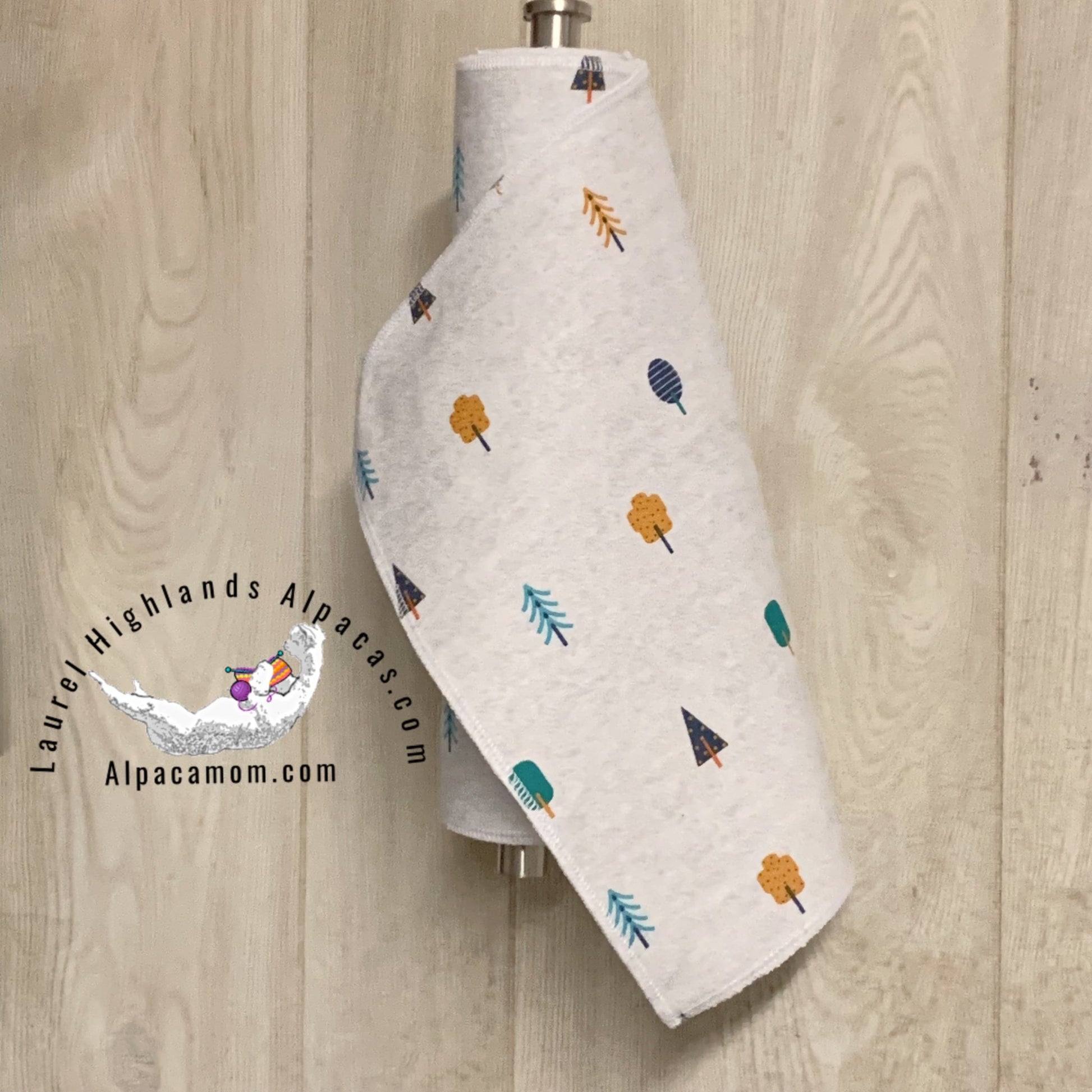 Hammy's "Un - Paper" Cotton Flannel Towels - Modern Holiday Trees - Laurel Highlands Alpacas | AlpacaMom.com