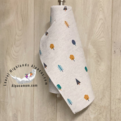 Hammy's "Un - Paper" Cotton Flannel Towels - Modern Holiday Trees - Laurel Highlands Alpacas | AlpacaMom.com