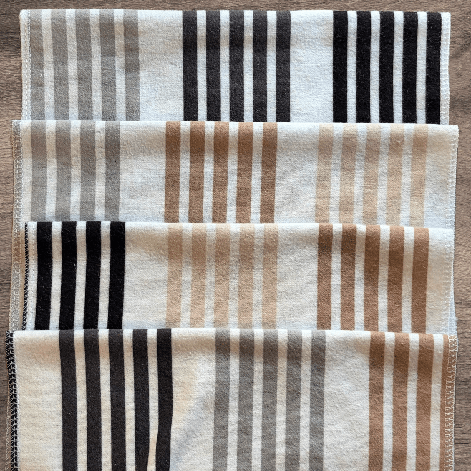 Hammy's "Un - Paper" Cotton Flannel Towels - Modern Neutral Stripes - Laurel Highlands Alpacas | AlpacaMom.com