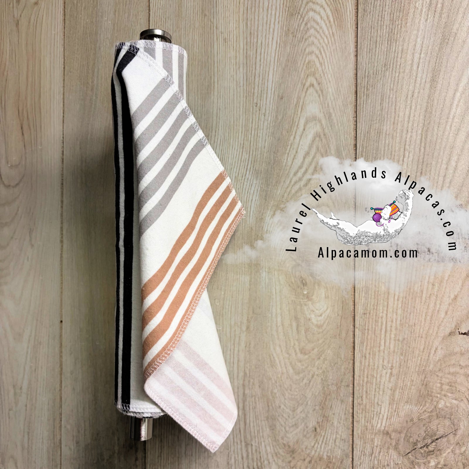 Hammy's "Un - Paper" Cotton Flannel Towels - Modern Neutral Stripes - Laurel Highlands Alpacas | AlpacaMom.com