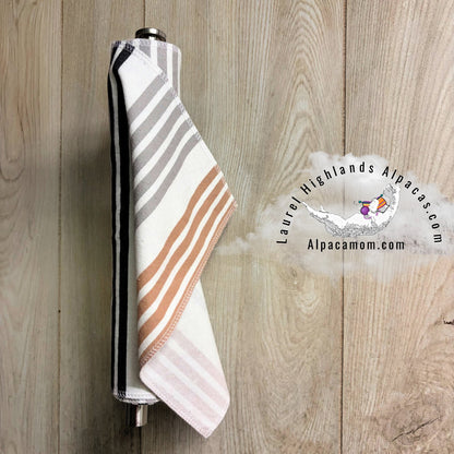 Hammy's "Un - Paper" Cotton Flannel Towels - Modern Neutral Stripes - Laurel Highlands Alpacas | AlpacaMom.com