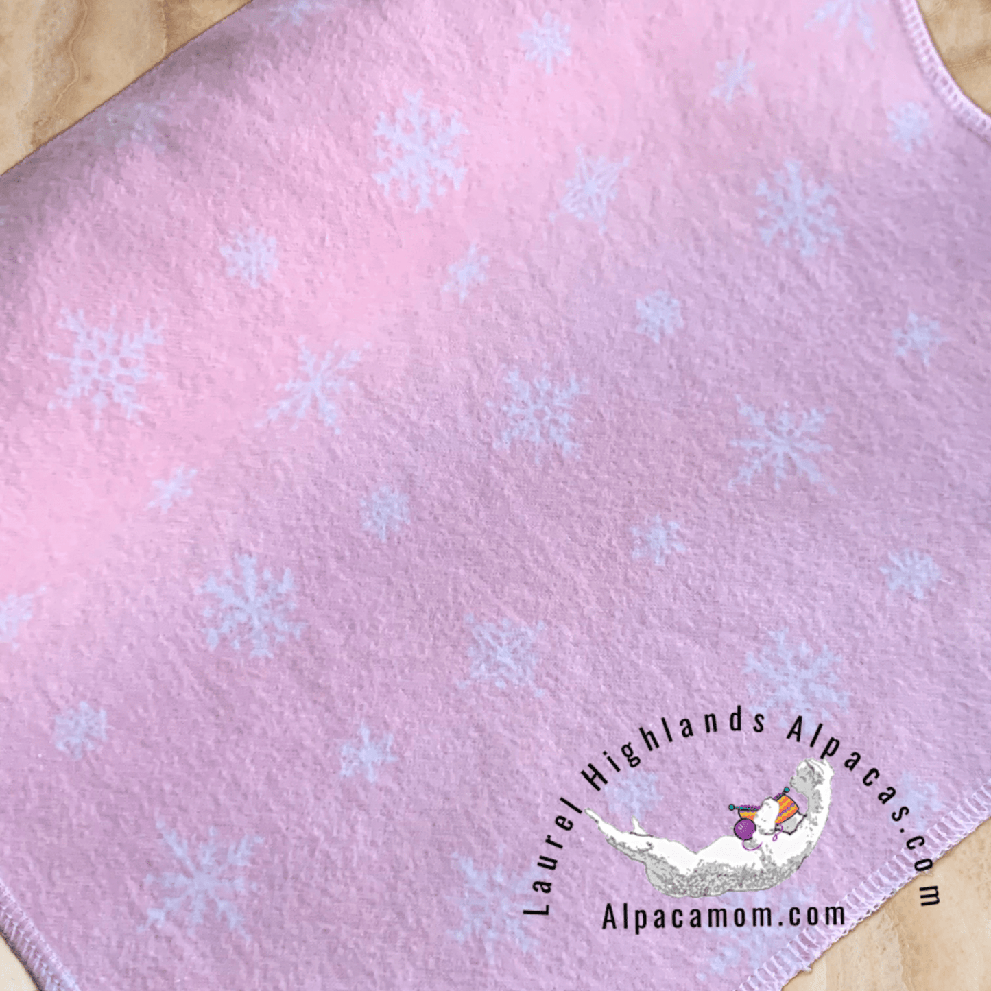 Hammy's "Un - Paper" Cotton Flannel Towels - Snowflakes on Pink - Laurel Highlands Alpacas | AlpacaMom.com