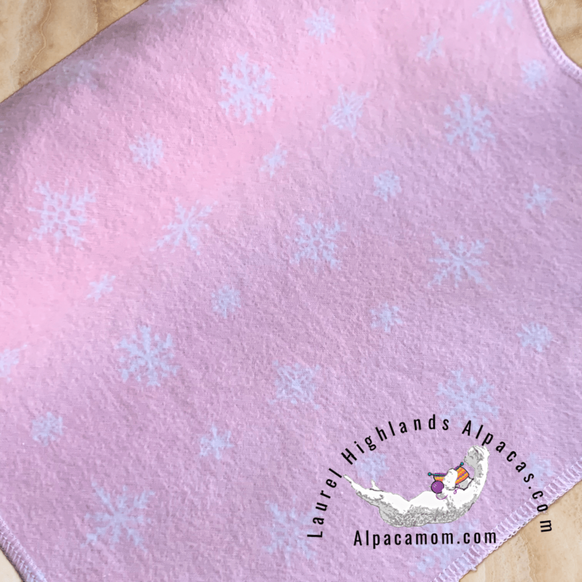 Hammy's "Un - Paper" Cotton Flannel Towels - Snowflakes on Pink - Laurel Highlands Alpacas | AlpacaMom.com