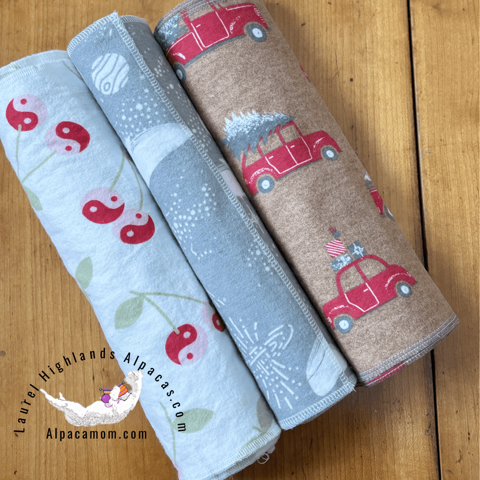 Hammy's "Un-Paper" Cotton Flannel Towels-Whales on Grey Background - Laurel Highlands Alpacas | AlpacaMom.com